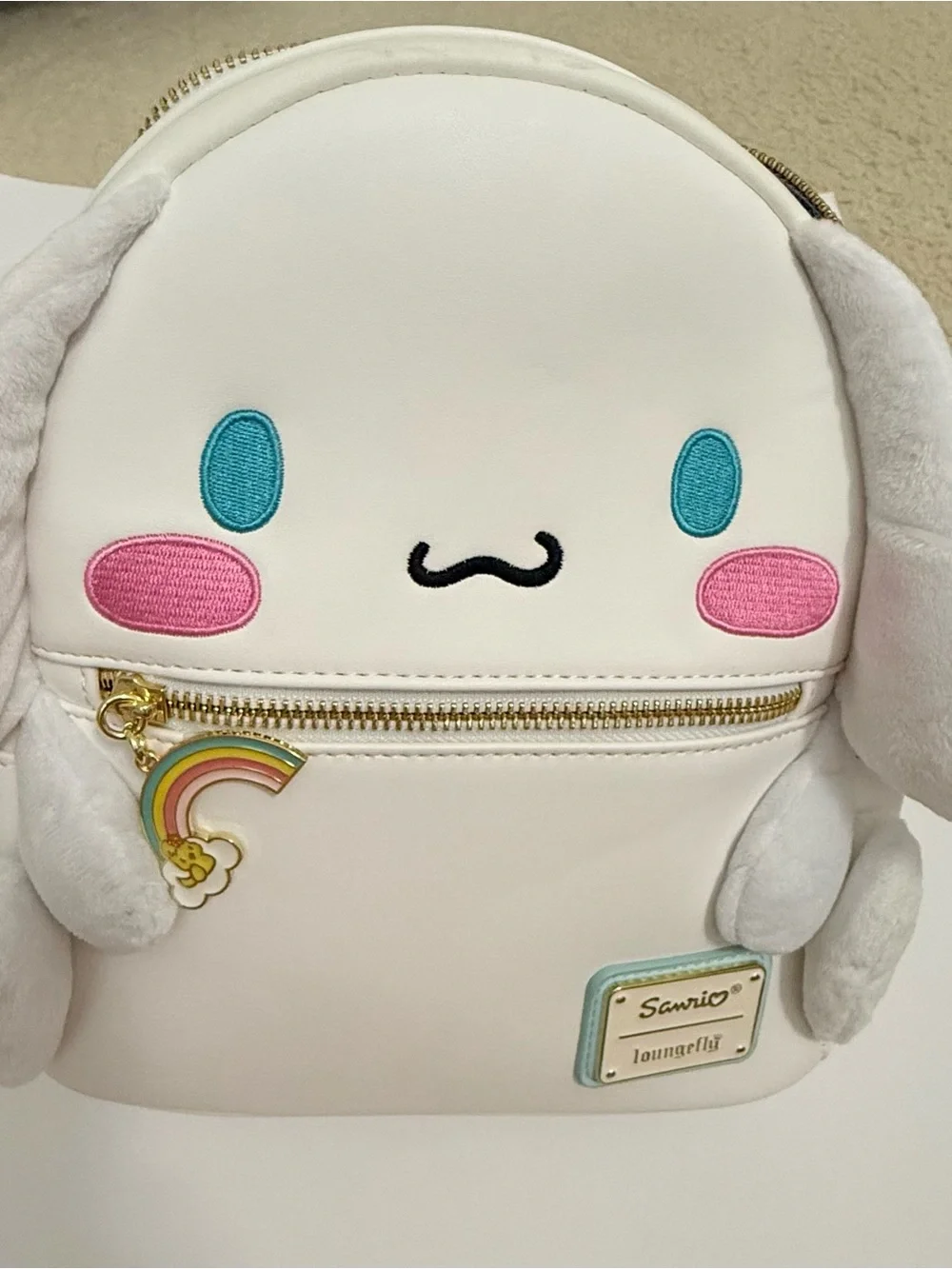 Sanrio White Plush Mini Backpack with Miniso matching pouch
